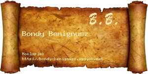 Bondy Benignusz névjegykártya